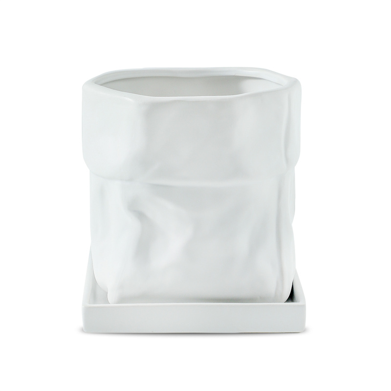 Nihow  6 INCH  Square Flower Pot  White