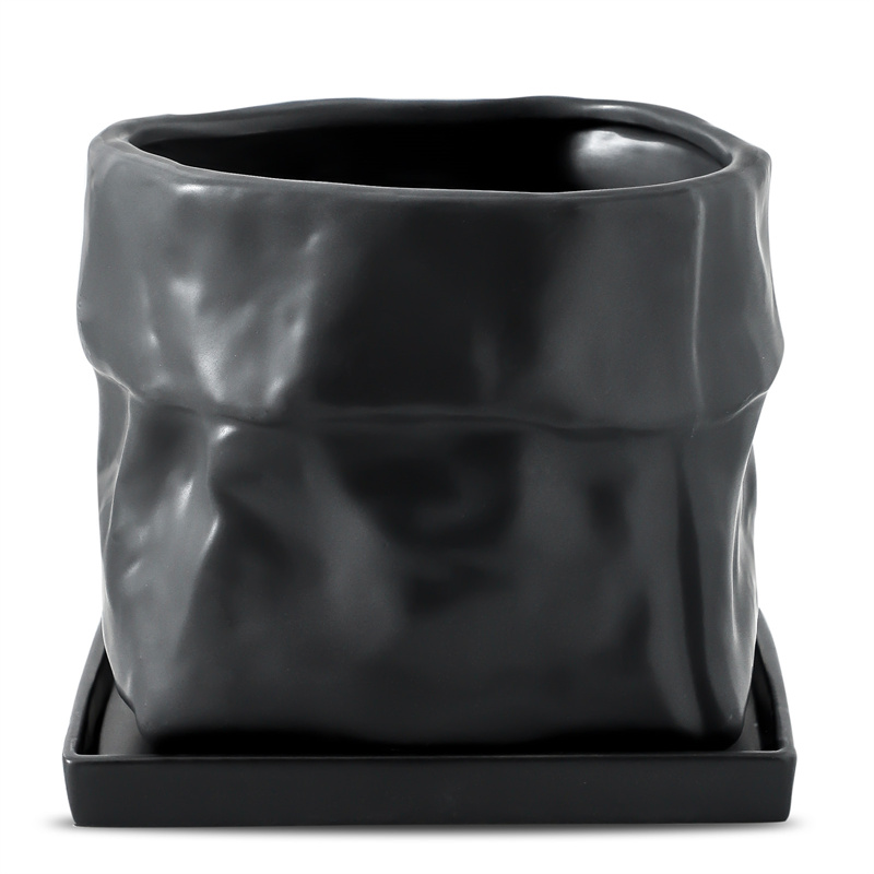 Nihow  8 INCH  Square Flower Pot  Black