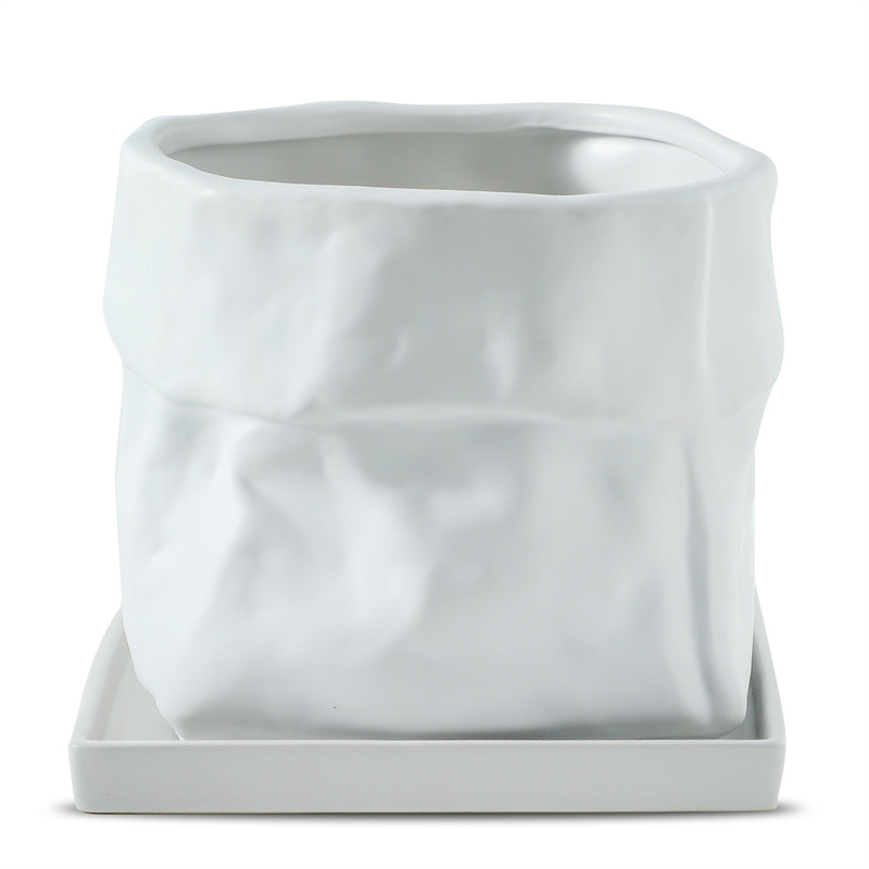 Nihow  8 INCH  Square Flower Pot  White