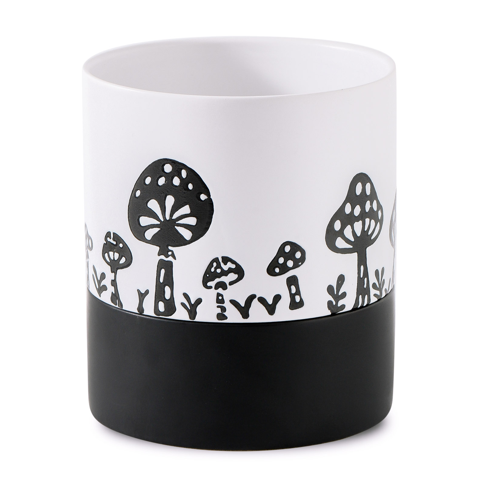 Nihow 6 INCH FLOWER POT TALL  White & Black