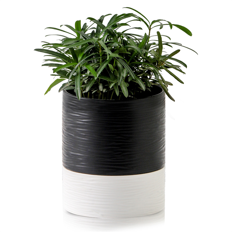 Nihow 6 INCH FLOWER POT TALL Black & White