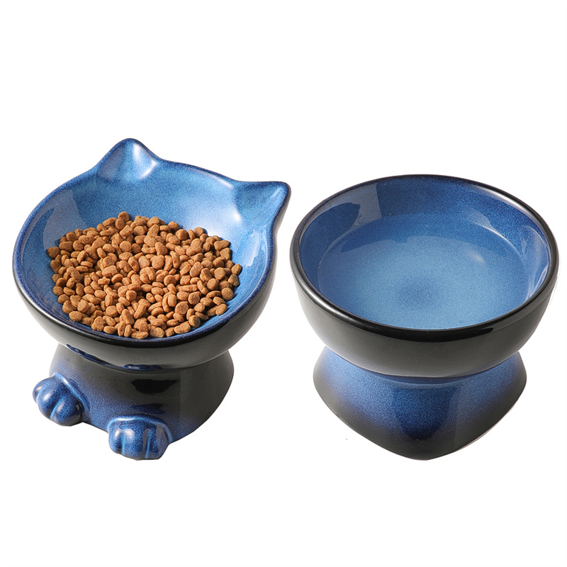 Nihow SET OF 2 LARGER CAT BOWL BLUE