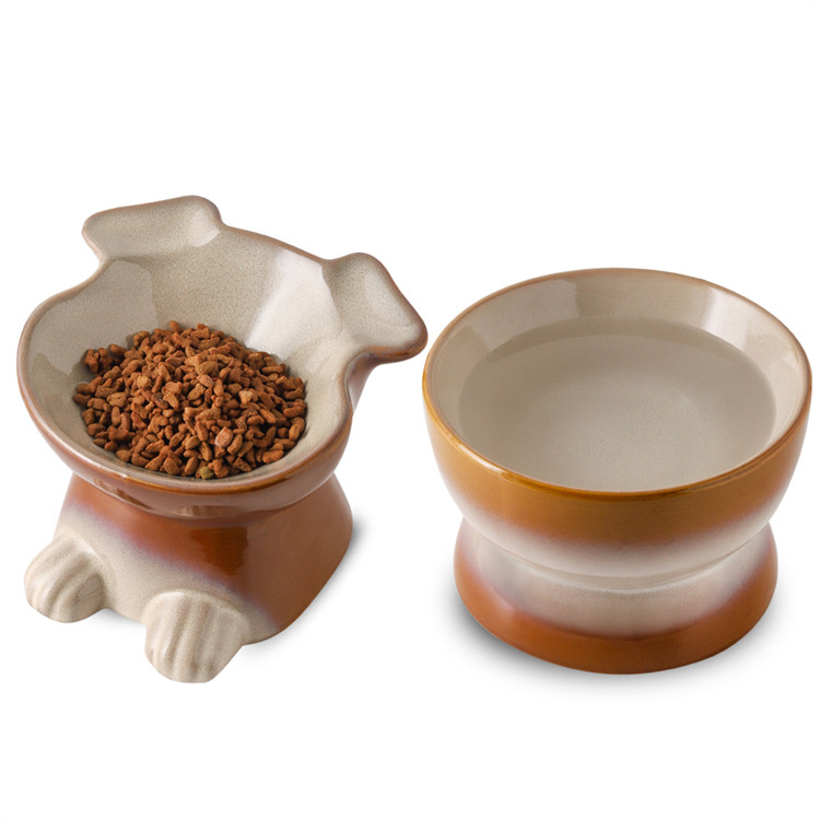 Nihow SET OF 2 DOG BOWL BROWN